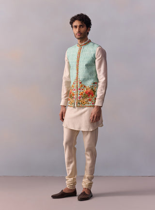 Tahir Blue Kurta And Bundi Set by Kalista Men available on Indiaspopup.com