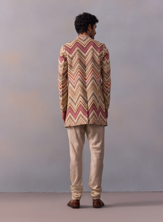 Parv Blush Pink Achkan Jacket Set by Kalista Men available on Indiaspopup.com