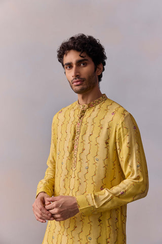 Eshan Lemon Yellow Kurta And Pants by Kalista Men available on Indiaspopup.com