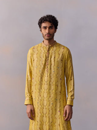 Eshan Lemon Yellow Kurta And Pants by Kalista Men available on Indiaspopup.com