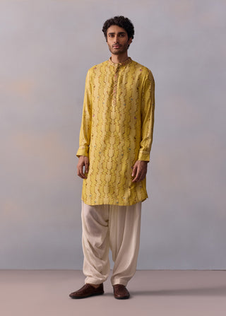 Eshan Lemon Yellow Kurta And Pants by Kalista Men available on Indiaspopup.com