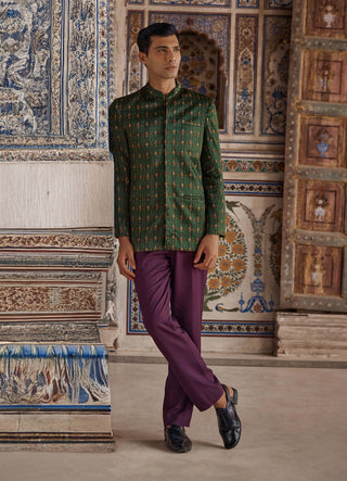 Zayn Emerald Green Achkan Kurta And Pants by Kalista Men available on Indiaspopup