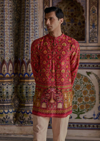 Kabeer Hot Pink Kurta And Pants by Kalista Men available on Indiaspopup