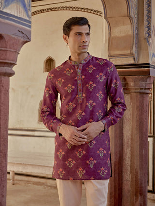 Karam Sangria Kurta And Pants by Kalista Men available on Indiaspopup