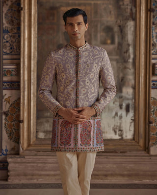 Jahan Lilac Achkan And Pants by Kalista Men available on Indiaspopup