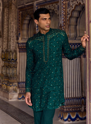 Aryan forest green kurta and pants