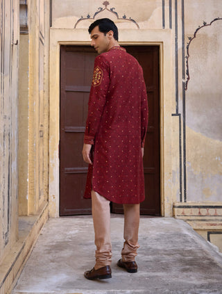 Taimur maroon kurta and churidar