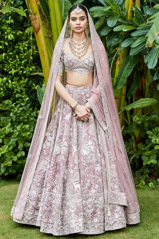 Wild seascape french rose lehenga set