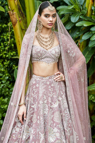 Wild seascape french rose lehenga set