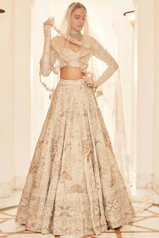 Wild seascape snow velvet lehenga set