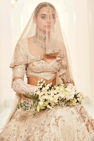 Wild seascape snow velvet lehenga set