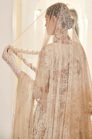 Wild seascape snow velvet lehenga set