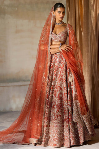 Vintage matsya palace tangerine lehenga set