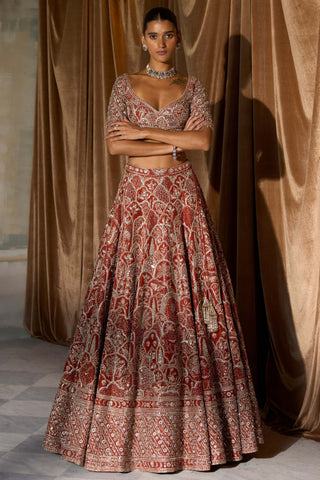 Vintage matsya palace tangerine lehenga set