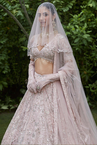 Silent garden tulle pink lehenga set