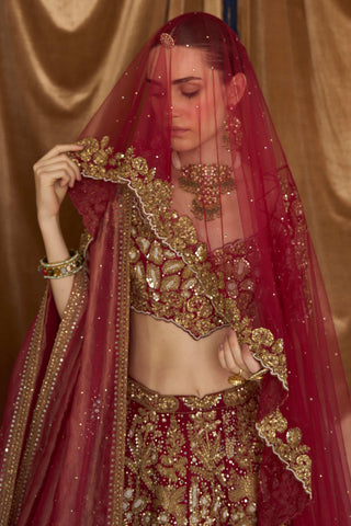 Vintage tuscan heritage scarlet lehenga set