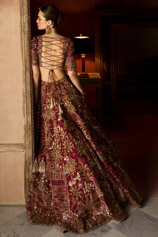 Vintage tuscan heritage scarlet lehenga set