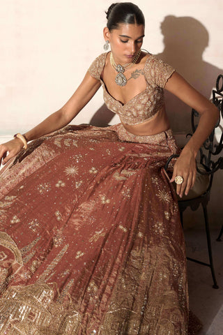 Tuscan paradise old world tangerine lehenga set