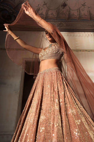 Tuscan paradise old world tangerine lehenga set
