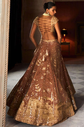 Tuscan paradise old world tangerine lehenga set