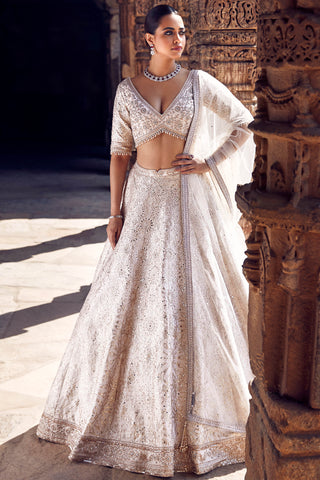 Turkish Gota Ekru Lehenga Set by Matsya available on Indiaspopup.com