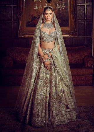 Morbagh Jade Lehenga Set by Matsya available on Indiaspopup.com