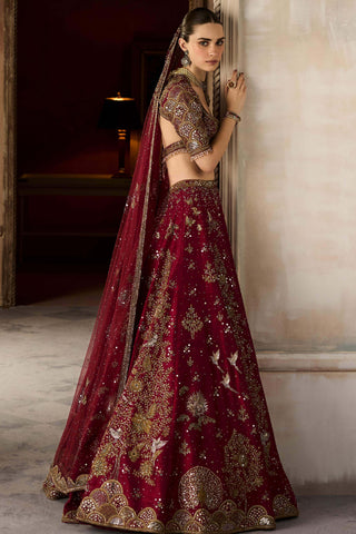 Royal tree of life scarlet lehenga set