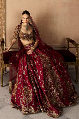 Royal tree of life scarlet lehenga set
