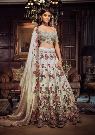 The Royal Satire Ekru Lehenga Set by Matsya available on Indiaspopup.com