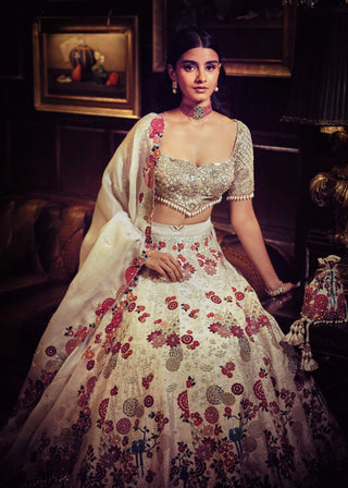 The Royal Satire Ekru Lehenga Set by Matsya available on Indiaspopup.com