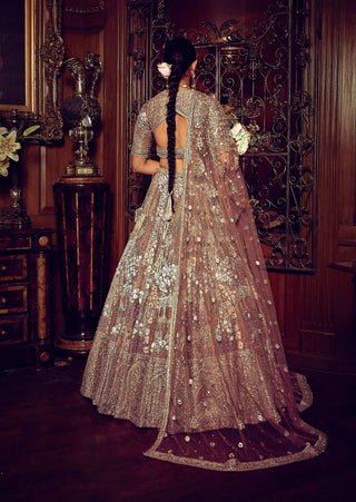 Palace Of Provence Aged Lavender Lehenga Set by Matsya available on Indiaspopup.com