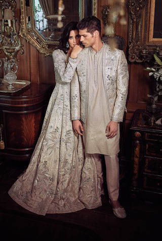 The Matsya Starlight Autumn Jacket And Lehenga Set by Matsya available on Indiaspopup.com