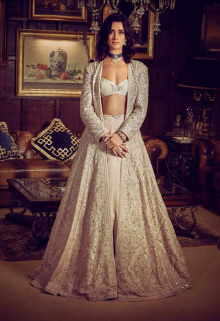 Holy Roman Jacket And Lehenga Set by Matsya available on Indiaspopup.com