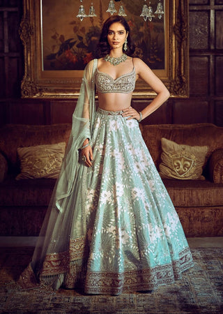 Water Lillis Lehenga Set by Matsya available on Indiaspopup.com