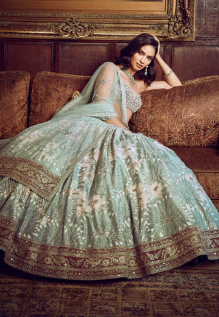 Water Lillis Lehenga Set by Matsya available on Indiaspopup.com