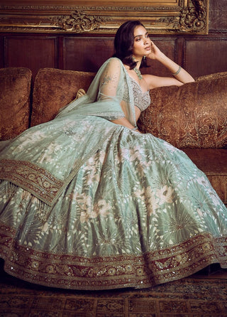 Water Lillis Lehenga Set by Matsya available on Indiaspopup.com