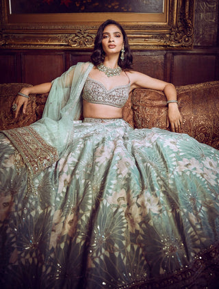 Water Lillis Lehenga Set by Matsya available on Indiaspopup.com