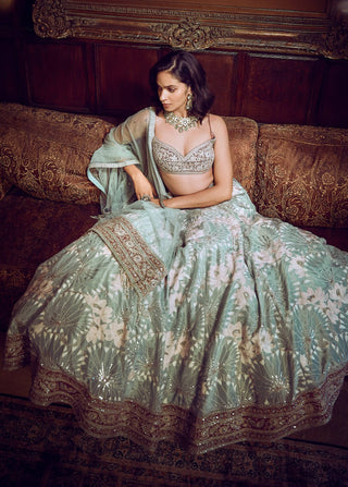 Water Lillis Lehenga Set by Matsya available on Indiaspopup.com