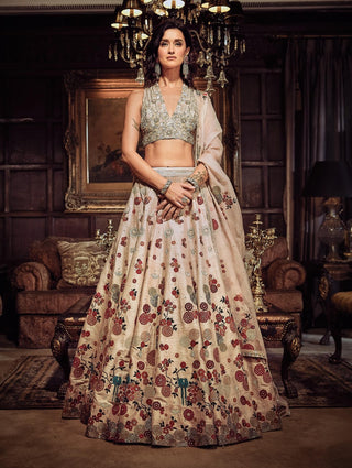 The Satire Japanese Pink Lehenga Set by Matsya available on Indiaspopup.com