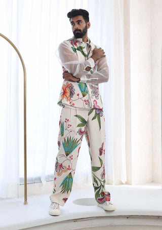 Mahima Mahajan Men-Jay White Printed Jacket And Pant Set-INDIASPOPUP.COM