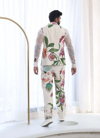 Mahima Mahajan Men-Jay White Printed Jacket And Pant Set-INDIASPOPUP.COM