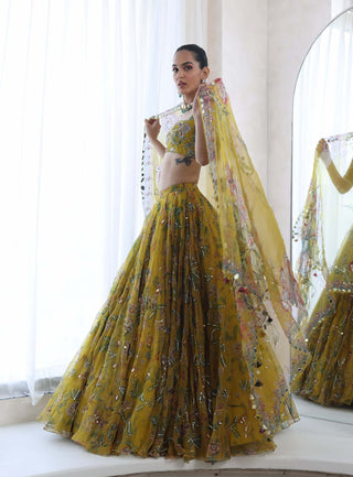 Mahima Mahajan-Pari Yellow Embroidered Lehenga Set-INDIASPOPUP.COM