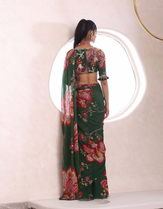 Mahima Mahajan-Navya Green Floral Sari Set-INDIASPOPUP.COM