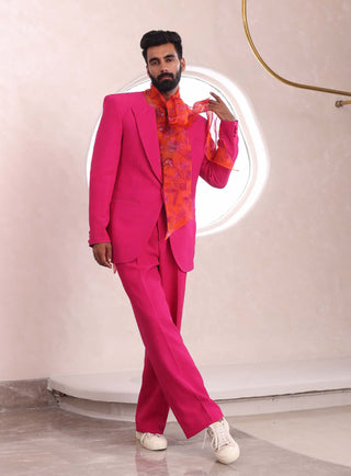 Mahima Mahajan Men-Ansh Hot Pink Jacket And Pant Set-INDIASPOPUP.COM