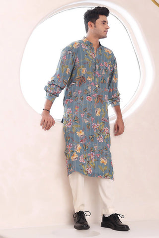 Mahima Mahajan Men-Nirvan Gray Kurta And Pants-INDIASPOPUP.COM