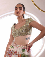 Aarzoo ivory draped dhoti and blouse