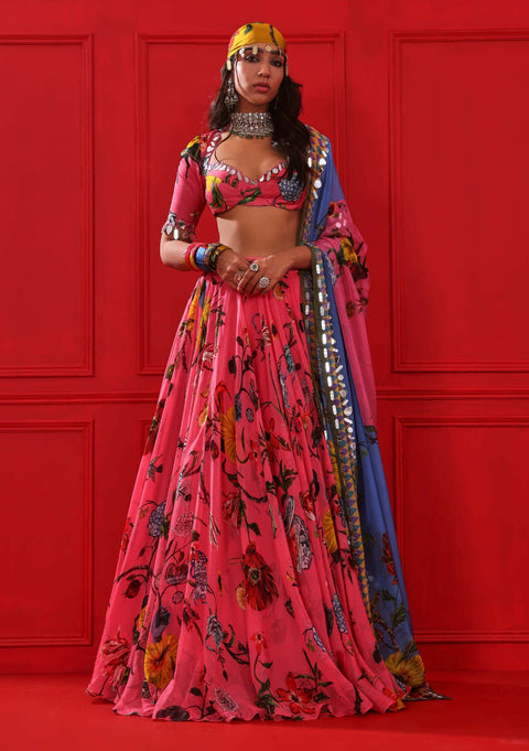 Mahima Mahajan-Roza Candy Pink Printed Lehenga Set-INDIASPOPUP.COM