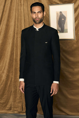 Gatsby black bandhgala set