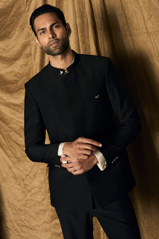 Gatsby black bandhgala set