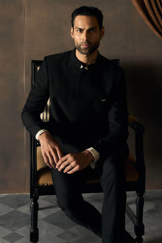 Gatsby black bandhgala set
